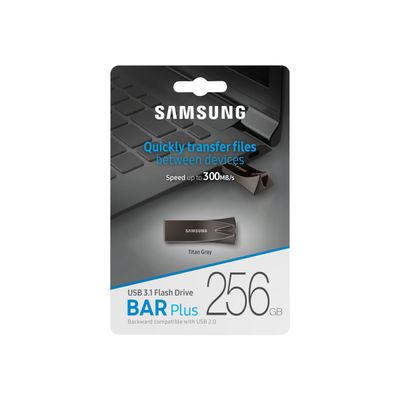 8801643230678-Samsung BAR Plus MUF-256BE4 - Clé USB 256 Go - USB 3.1 Gen 1 - gris-Front-8