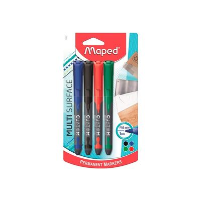 3154147345177-Maped Marker'Peps Custom - 4 Marqueurs permanents - couleurs assorties - 1 mm - pointe fine-Front-0