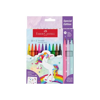 4005405542137-Faber-Castell Special Edition Licorne - 13 Crayons-feutres - couleurs assorties - encre à l'eau-Front-0