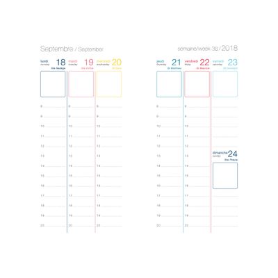 3664447206042-Oberthur Néa Flex 16 Pocket - Agenda - semainier - 89 x 165 mm - papier blanc - couverture rouge -Front-1