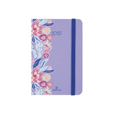 3664447181035-Oberthur Anahita - Agenda - 2025 - semainier - mini - 100 x 150 mm - 128 pages -  blanc - floral l-Front-0