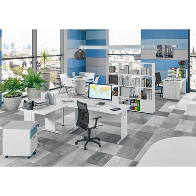 3253310174825-Bureau droit DUAL - L80 - Pieds blanc - plateau imitation Erable--1