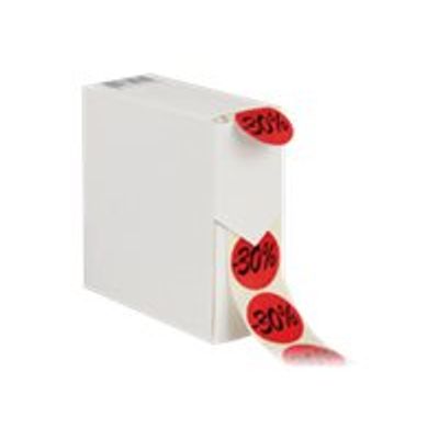 3760028771029-Logistipack - Rouleau de 500 étiquettes -30% en boîte distributrice - Rouge-Angle gauche-0