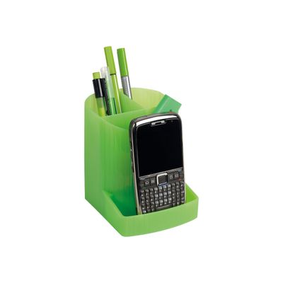 9002493098671-Exacompta Mini-Octo - Pot à crayons vert pomme translucide-Angle gauche-2