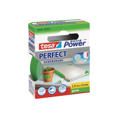 4042448044099-Tesa extra Power Perfect - Ruban adhésif en toile - 19 mm x 2.75 m - vert-Angle gauche-0