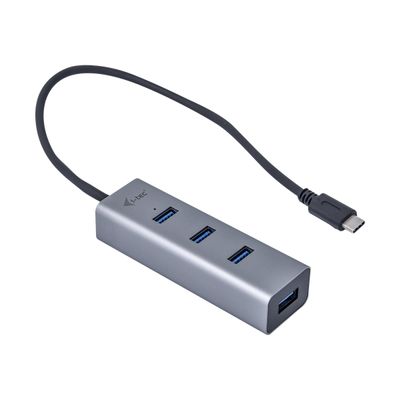 8595611702266-i-Tec USB-C 3.1 Metal HUB - Hub - 4 x SuperSpeed USB 3.0 - de bureau-Angle gauche-1