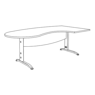 2012348121499-Bureau compact manager retour à gauche IDRA - 200 cm - Pied anthracite - Blanc perle (Pieds de renfort obligatoire à rajou--4