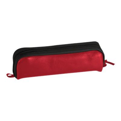 3329680083958-Clairefontaine - Trousse rectangulaire - cuir - bicolore noir/rouge-Angle gauche-0