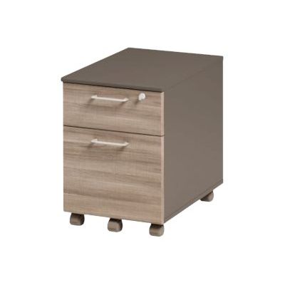 3483600784056-Caisson mobile JAZZ+ - Profondeur 60 cm - 2 tiroirs - Chêne gris-Angle droit-0