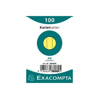 3130638380896-Exacompta - 40 Packs de 100 Fiches Bristol - 5,5 x 7,4 cm - lignées - non perforées - jaune-Avant-1