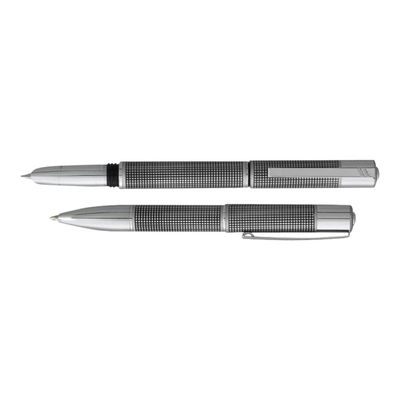 3219911760058-Daniel Hechter Exclusif - Parure stylo à bille et sylo plume - percé noir-Angle gauche-0