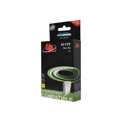 3584770880163-Cartouche compatible HP 11 - jaune - Uprint-Angle droit-0