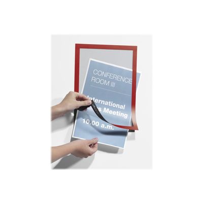 4005546406763-Durable Duraframe - 2 Cadres d'affichage adhésif - A3 - rouge-Avant-3