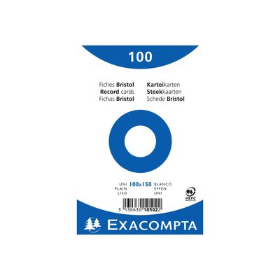 3130631105021-Exacompta - 20 Packs de 100 Fiches Bristol - 10 x 15 cm - unies - non perforées - blanc-Avant-1