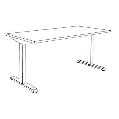 3253310160019-Bureau LEVEL - Bureau éléctrique - L140 - pied blanc - plateau Imitation Chêne clair--4