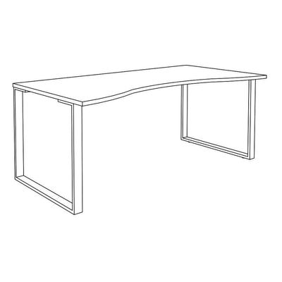 0404000123873-Bureau vague symétrique LOFTER - L180 cm - Plateau imitation chêne clair - pied Blanc--4