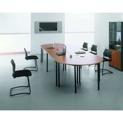 3253310129719-Table de réunion Rectangulaire - 120 x 60 cm - Pieds carrés anthracite - imitation hêtre--1