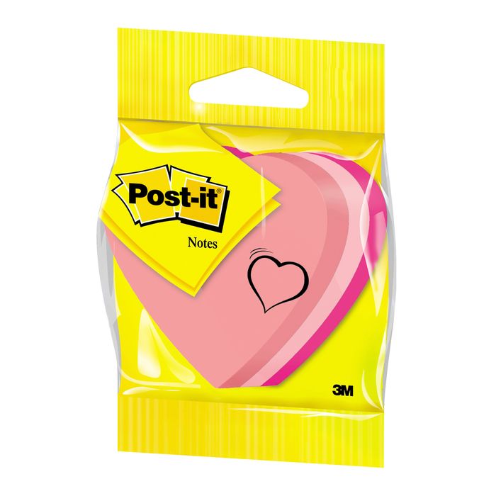 Post-it Notes mini coeur, 3 couleurs, bloc de 225 feuilles, sur