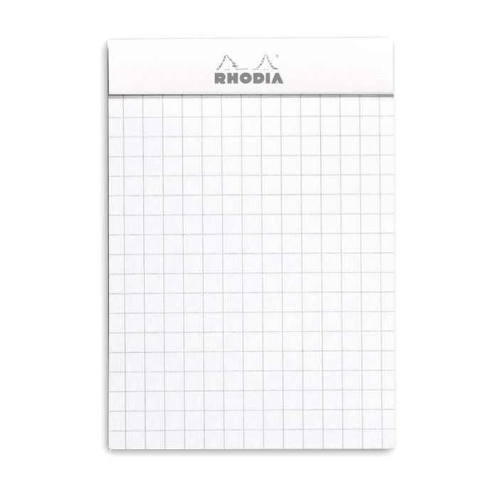Rhodia, Bloc notes, 19, A4, 210 x 318 mm, Quadrillé, 5x5, 160 pages, Petits  carreaux, Blanc