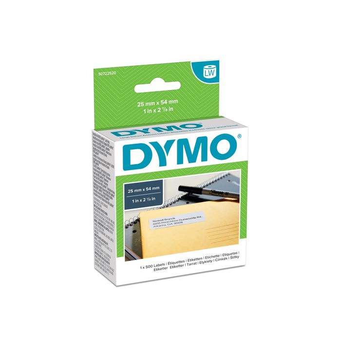 Dymo LabelWriter Address - Ruban d'étiquettes auto-adhésives - 1 rouleau de  500 étiquettes (54 x 25 mm) - fond blanc écriture noire Pas Cher