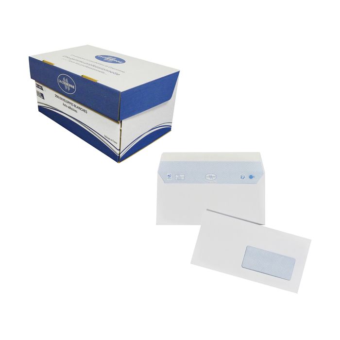 La Couronne - 200 Enveloppes DL 110 x 220 mm - 100 gr - blanc