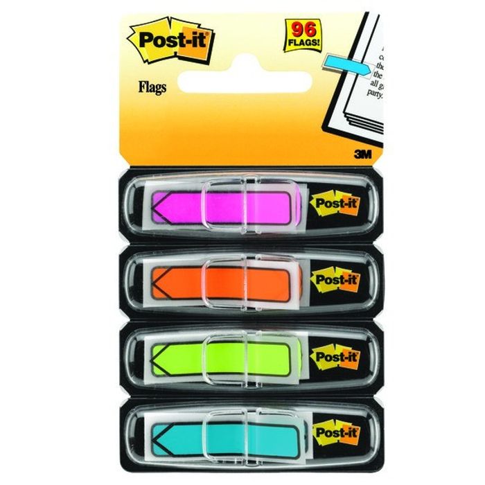 Marque-Pages Post-It® Flèches, Bleu, Orange, Rose et Vert, 11.9 mm