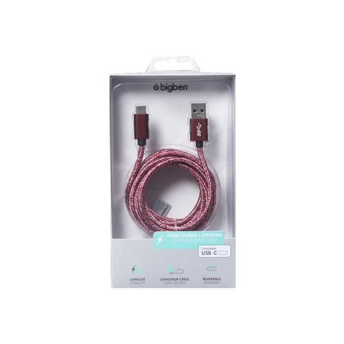 Bigben Connected - Câble USB de type-C - USB-C - 2 m - rouge Pas Cher