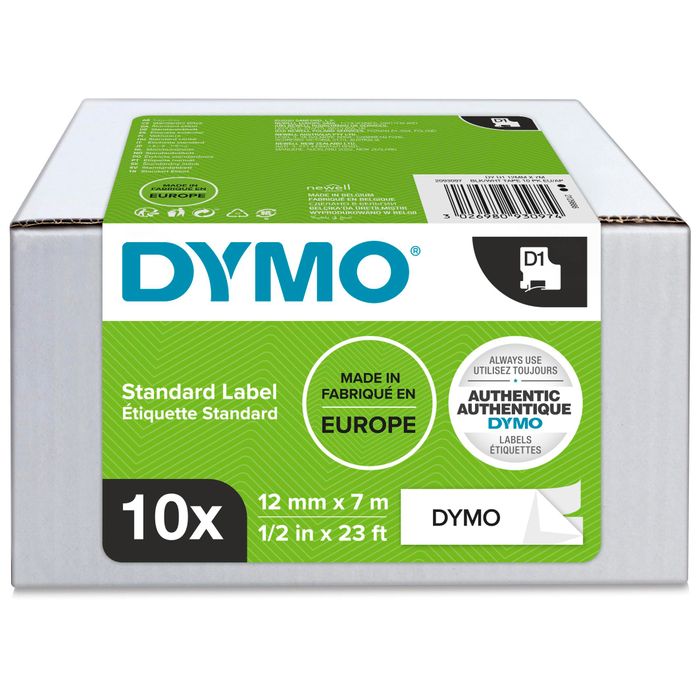 DYMO D1 - Pack de - 10 rubans d'étiquetage - noir/blanc- 12mm x 7m Pas Cher