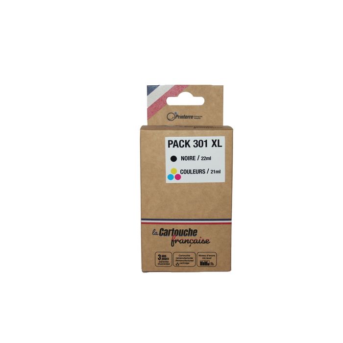 HP 301 - pack de 3 - noir x2 et 3 couleurs - cartouche d'encre originale  (E5Y87EE) Pas Cher | Bureau Vallée