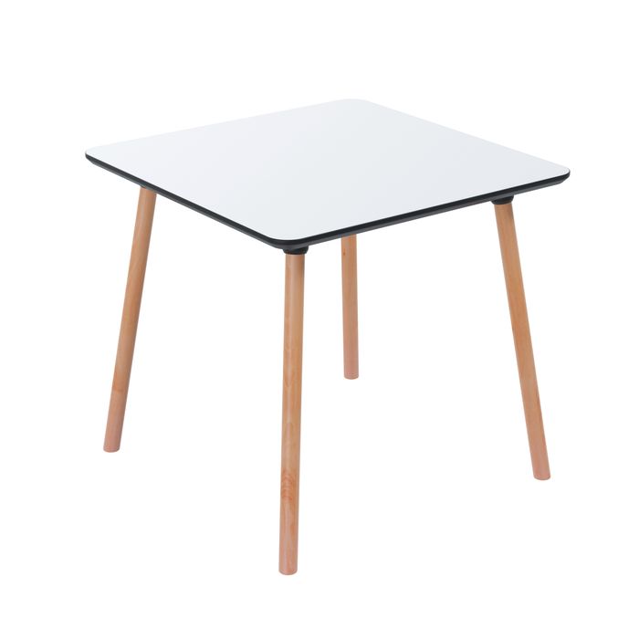 3660141226638-Table de restauration carré PALOMBA - L80 x P80 x H75 cm - pieds hêtre - plateau blanc--0