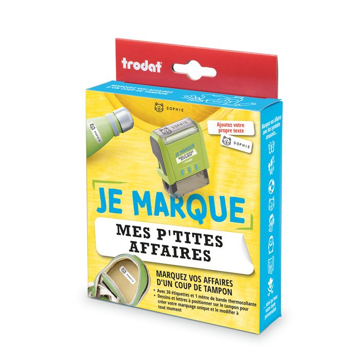 Tampon Double (Blanc + Noir) pour Nom sur Vêtements pour Enfants Imperméable, Étiquettes de Nom Personnalisées pour l'École, Tampons Lavables sur Tissu, Essentiels pour Garderie
