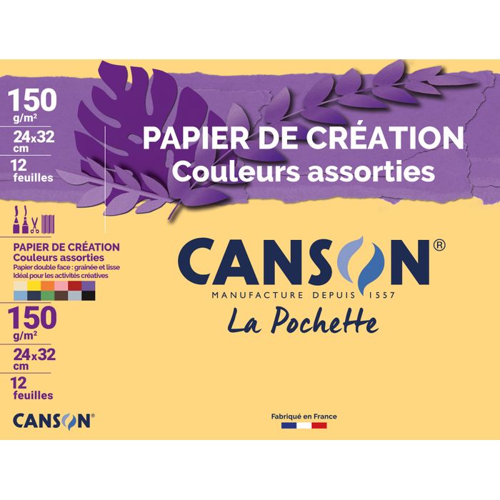 Pochette papier dessin Canson Couleurs Vives 24x32 150 gr/m²