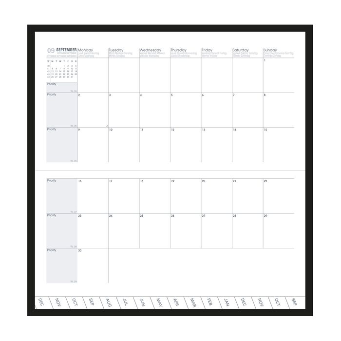 Agenda à élastique Pastel - 1 jour par page - 16 mois - 16 x 16 cm