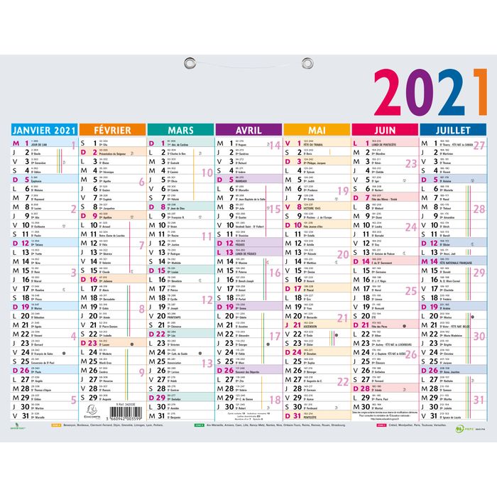 Calendrier recto/verso 2024 Exacompta - 7 mois - Multicolore - 33,5 x 43 cm  - Agendas Civil - Agendas - Calendriers