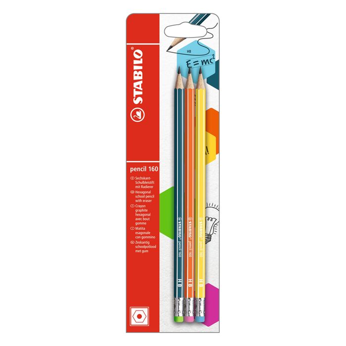 1 crayon graphite STABILO pencil 160 bout gomme corps bleu ardoise HB -  BuroStock Guadeloupe