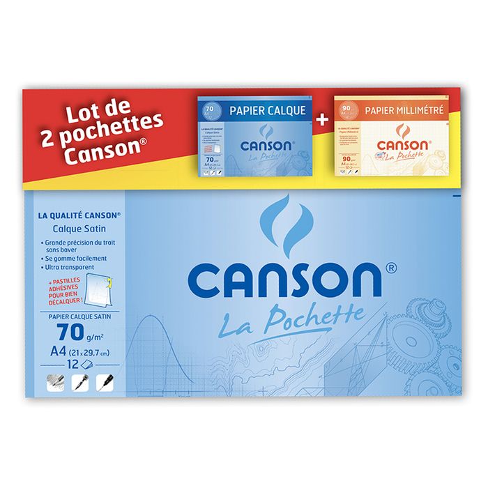CANSON Lot de 50 Feuilles de Papier Calque à dessin - A3 - 80 g