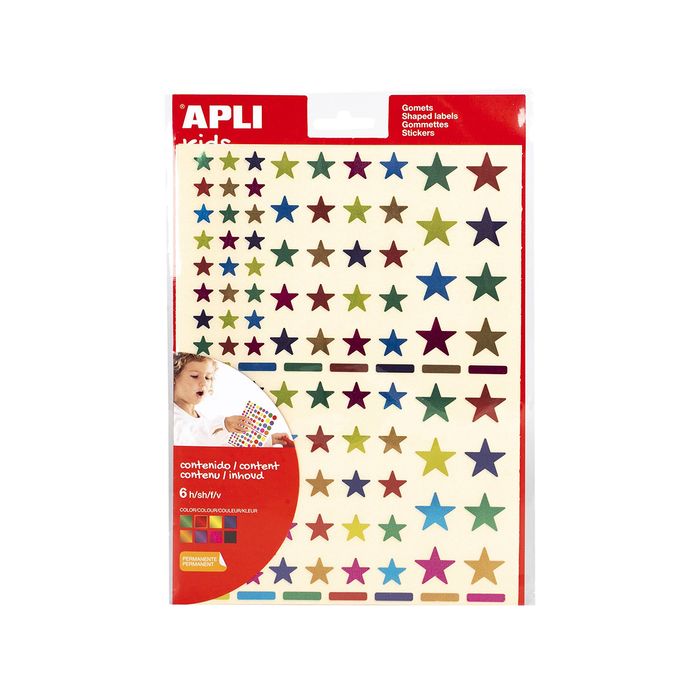 Apli Kids - 624 Gommettes étoiles métallisées - couleurs assorties