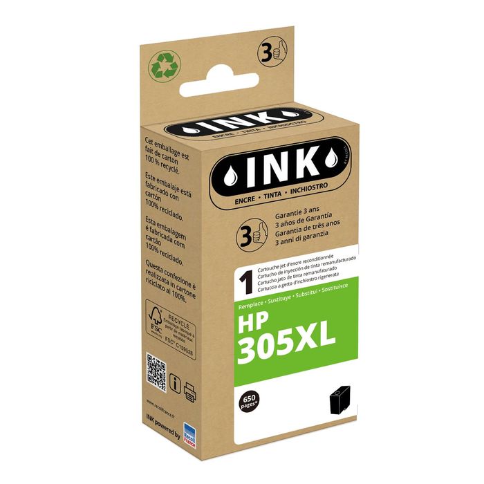 Cartouche d'encre recyclée compatible avec HP 305 XL (Noir