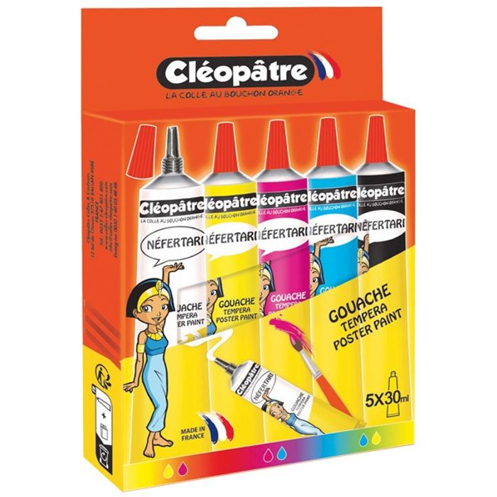 Cléopâtre NEFERTARI - Boîte de 5 tubes de Peinture Gouache avec embout fin  - 5 x 30 ml Pas Cher