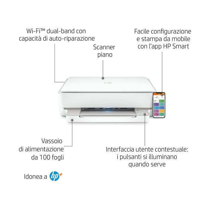 HP Envy 6022e All-in-One - imprimante multifonctions jet d'encre couleur A4  - Wifi, USB - recto-verso Pas Cher