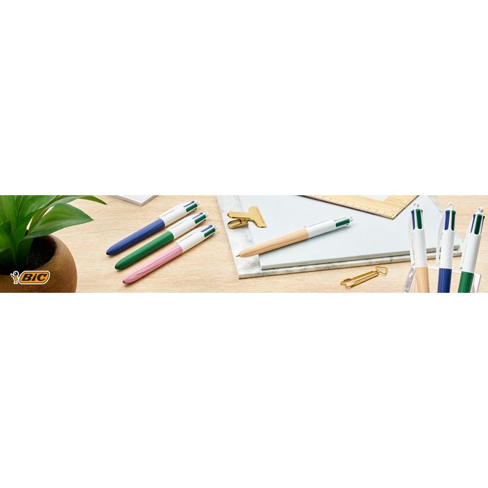 Blister 3 stylos 4 colours®decor pointe moyenne - 4 couleurs classiques bic  - La Poste
