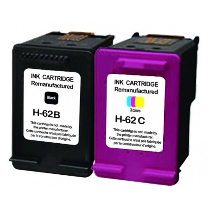 Cartouche compatible HP 62 - pack de 2 - noir, cyan, magenta, jaune -  Uprint Pas Cher