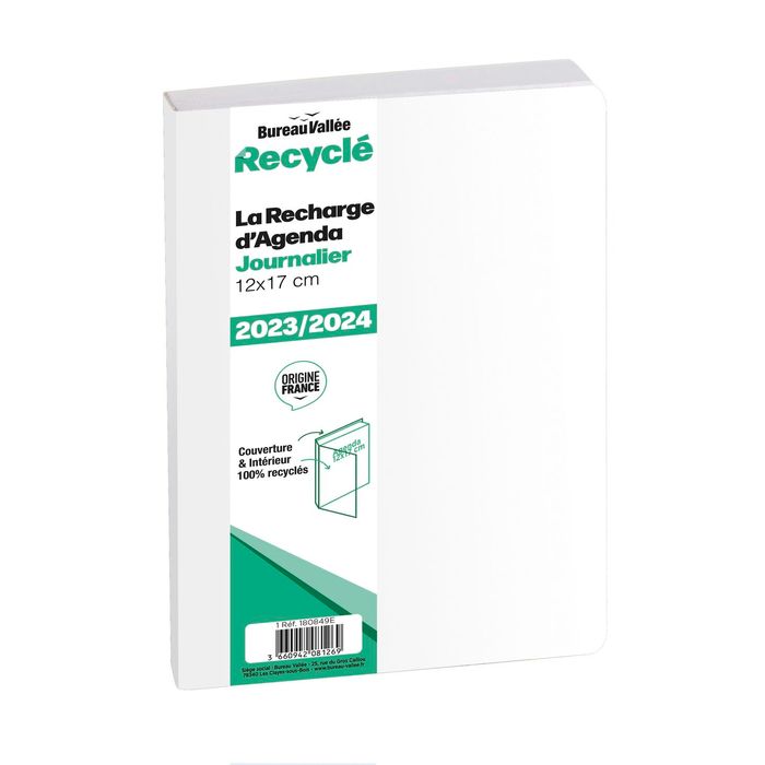 Agenda papier et couverture recyclé 2024, pour une année durable