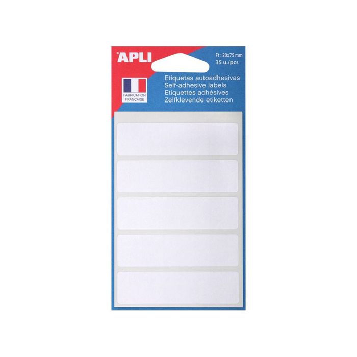 Apli Agipa - 35 étiquettes blanches adhésives - 20 x 75 mm - réf 111947 ...