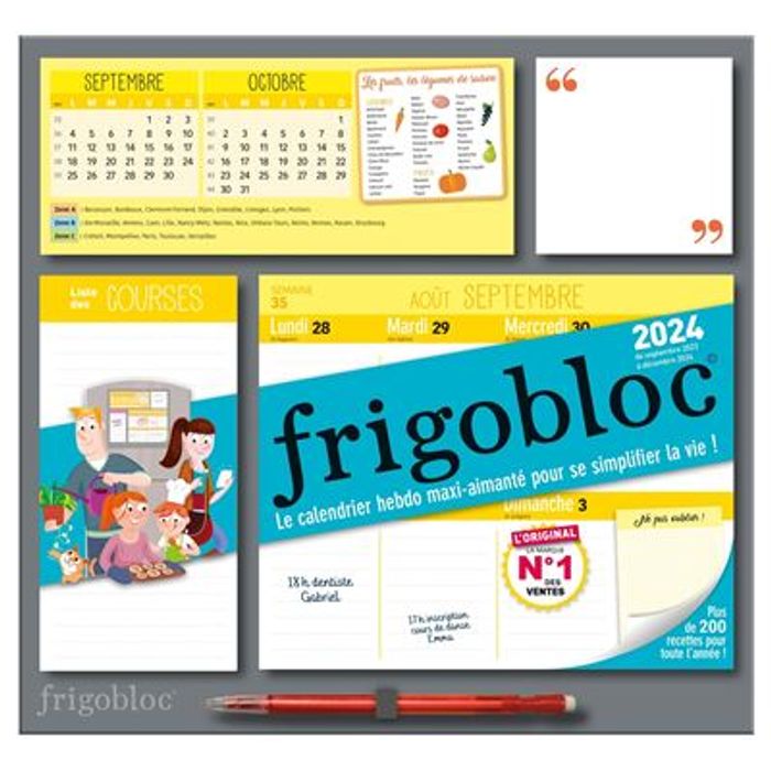 Mini frigobloc hebdomadaire : calendrier d'organisation familiale (édition  2024) Pas Cher
