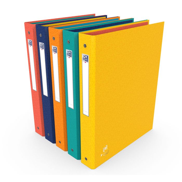 Classeur Oxford Memphis A4 - Dos 20 Mm, 4 Anneaux - Couverture Polypro Rouge - Fabriqué En France - 8