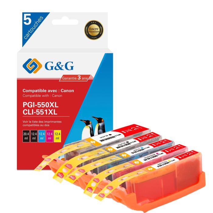 Cartouches D'encre Compatibles PGI550 CLI551 Pour Canon Pixma IX 6850, Avec Puces