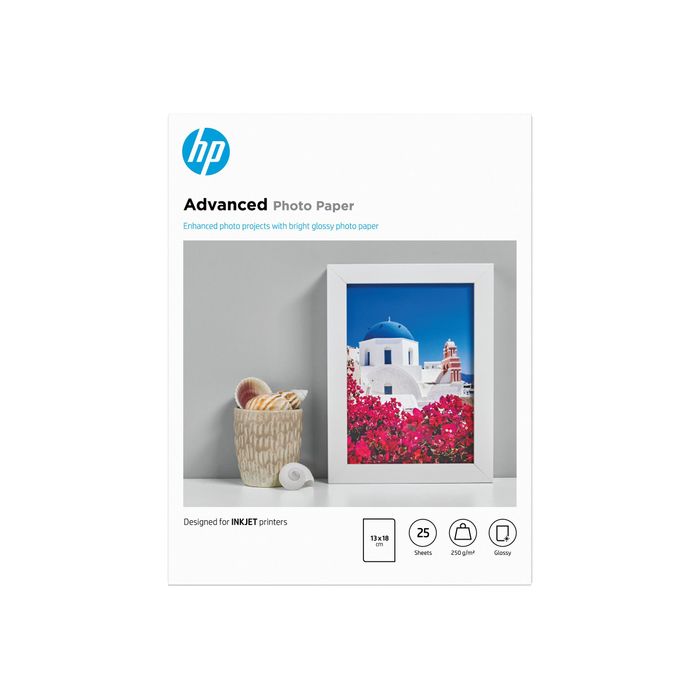 HP - Papier photo brillant - 13 x 18 cm - 250 g/m² - 25 feuilles Pas Cher