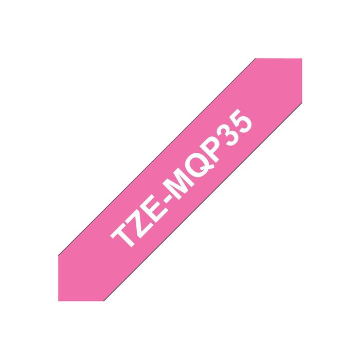 4977766698641-Brother TZeMQP35 - Ruban d'étiquettes auto-adhésives - 1 rouleau (12 mm x 8 m) - fond ros-Angle gauche-0