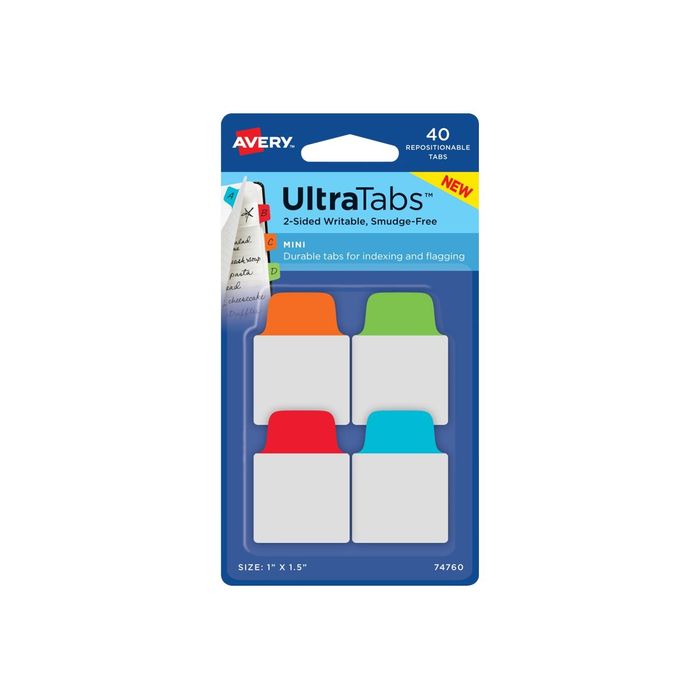 Avery UltraTabs - 40 Mini marque-pages/onglets adhésifs - couleurs  assorties Pas Cher